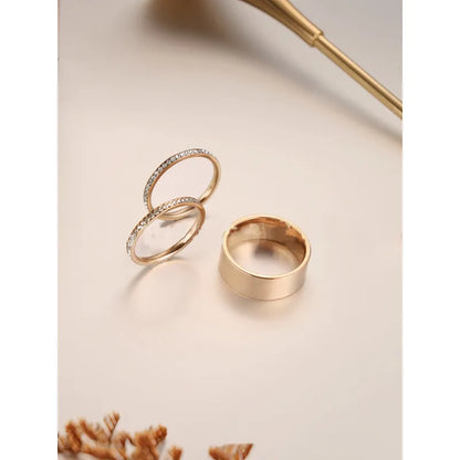 European And American Simple And Light Luxury Titanium Steel Plated 18K Real Gold Wide Ring
