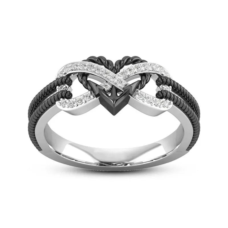 Marcatsa Anchor Rope Letter 8 Engagement Ring Double Color Heart-shaped Infinity AAA Cubic Zirconia Wedding Rings For Women